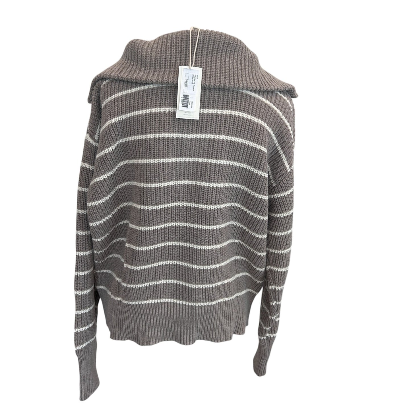 Z Supply NWT Villa Half Zip Sweater Taupe and White Stripe Womens Size Medium