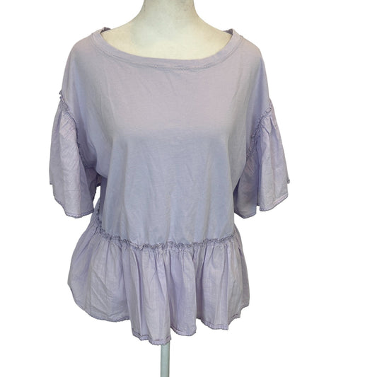 Anthropologie Light Purple Babydoll Flutter Sleeve Top Womens Size Medium