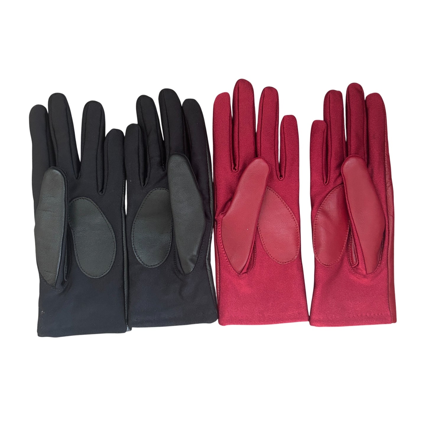 Red and Black Leather Driving Gloves 2 Pairs Womens One Size