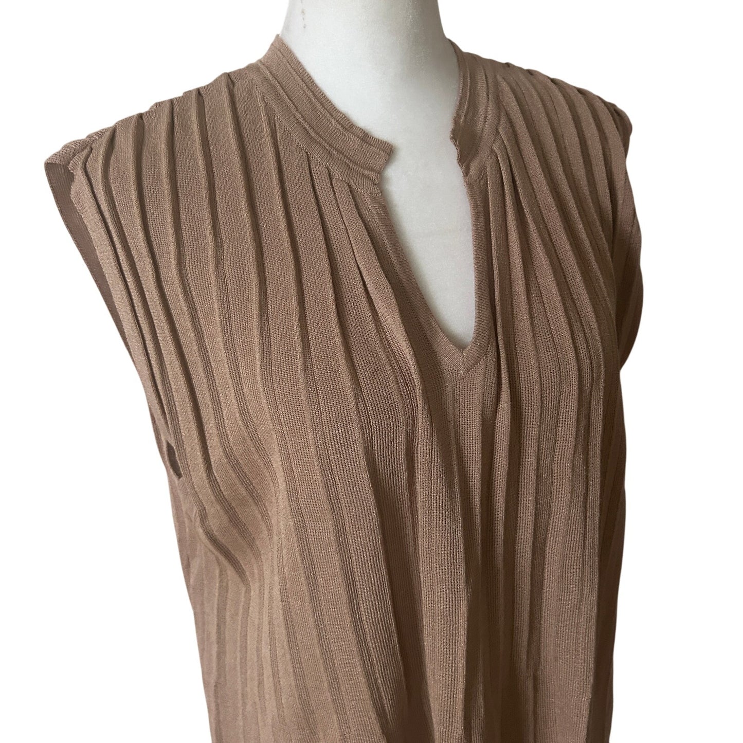 Anthropologie Current Air Brown Sleeveless V-Neck Boxy Sweater Women Size Small