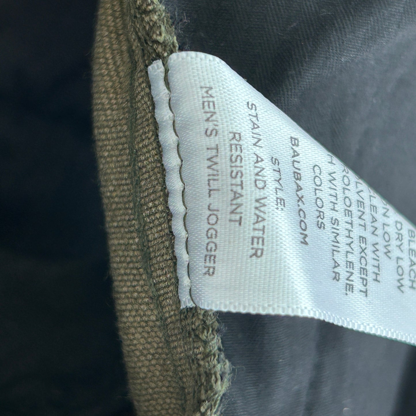 Baubax Army Green Merino Wool Blend Twill Jogger Stain Resistant Mens Size XL