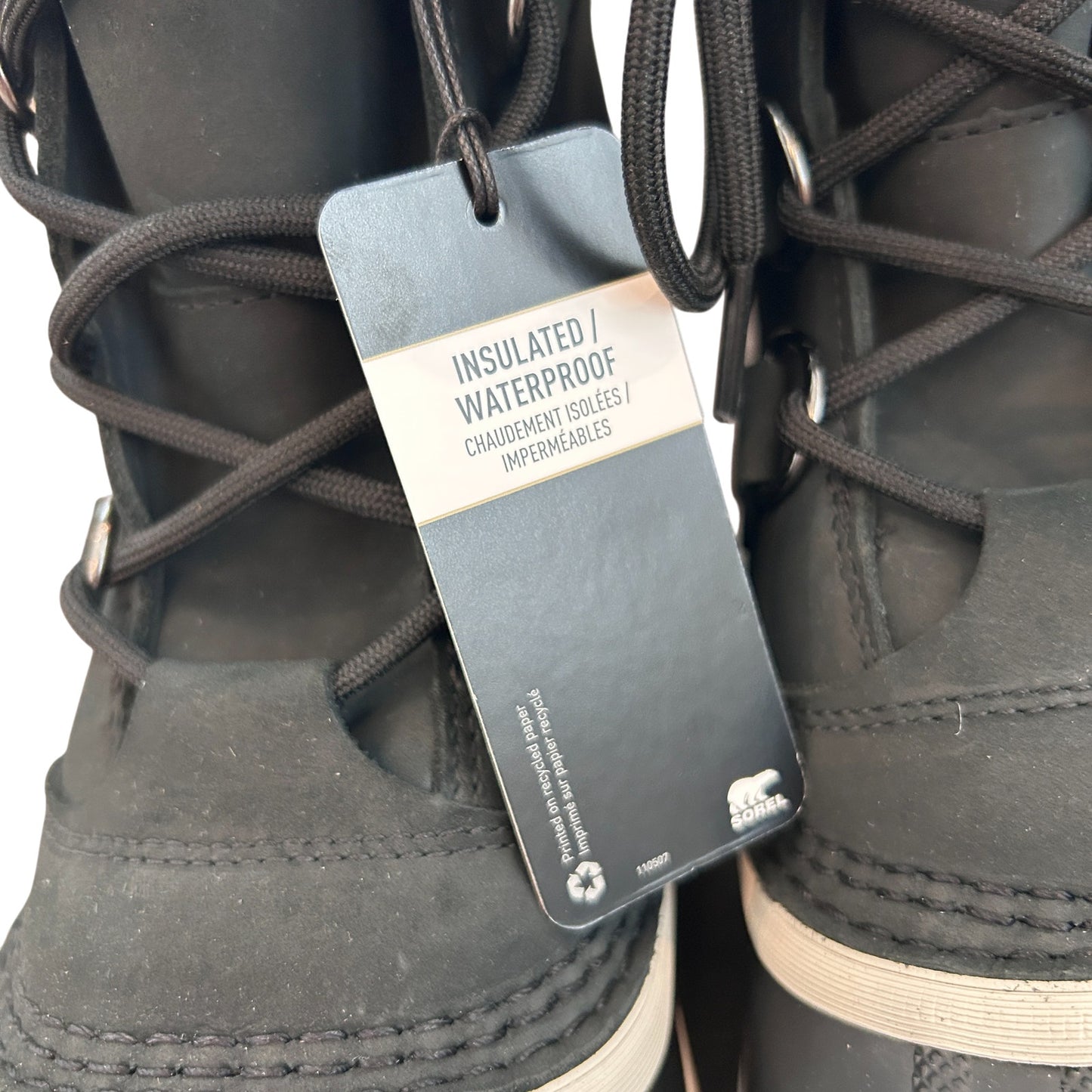 Sorel Caribou Black, Dark Stone Waterproof Insulated Boot Men's Size 10 NEW