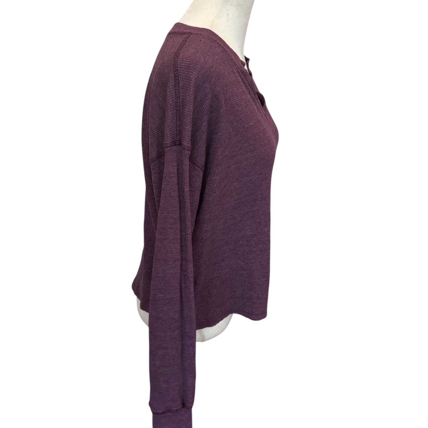 Michael Stars NEW Delia Boxy Thermal Long Sleeve Top Purple Grape Womens Size XS