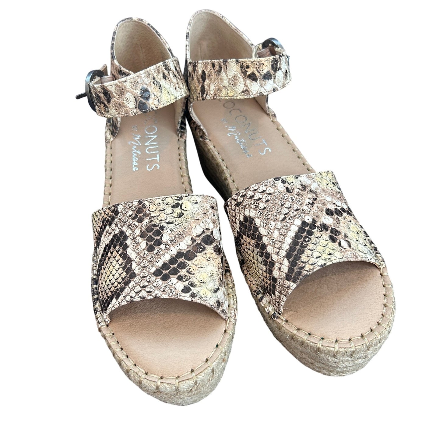 Coconuts by Matisse Flirty Natural Snake Skin Platform Wedge Sandal Size 8.5