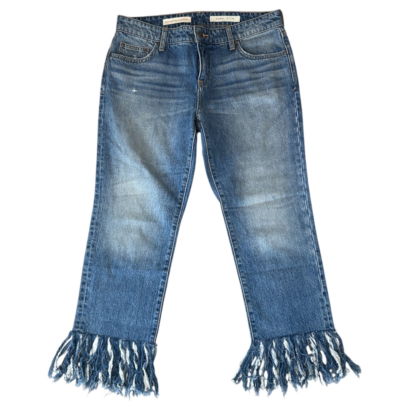 Pilcro and the Letterpress Hyphen Boho Fringed Boyfriend Jeans Womens Size 29