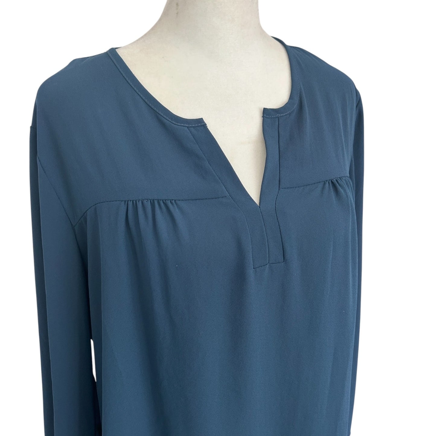Veronica M. Dark Blue V-Neck Tunic Top Blouse Womens Size Small