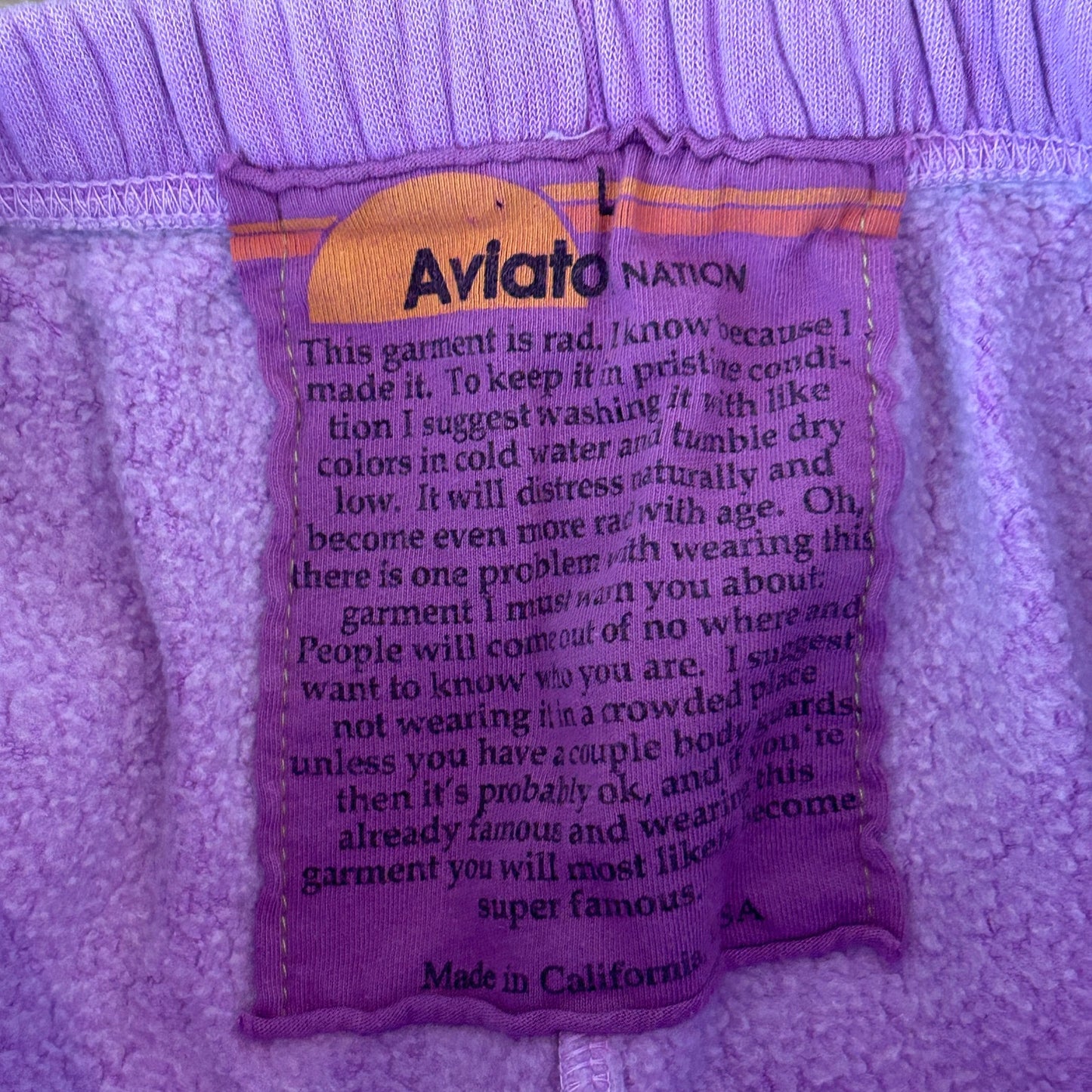 Aviator Nation Venice CA Purple Sweatpants Womens Size Large