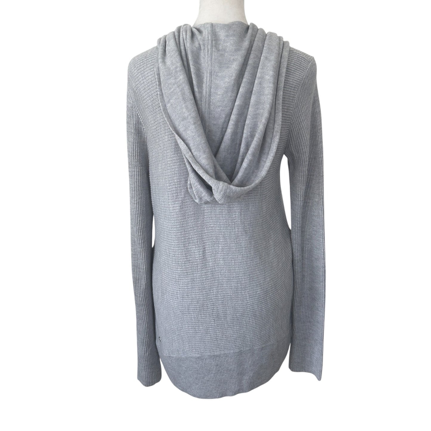Lululemon Gray Cashmere Blend Hooded Ribbed Cardigan Sweater Womens Size 4