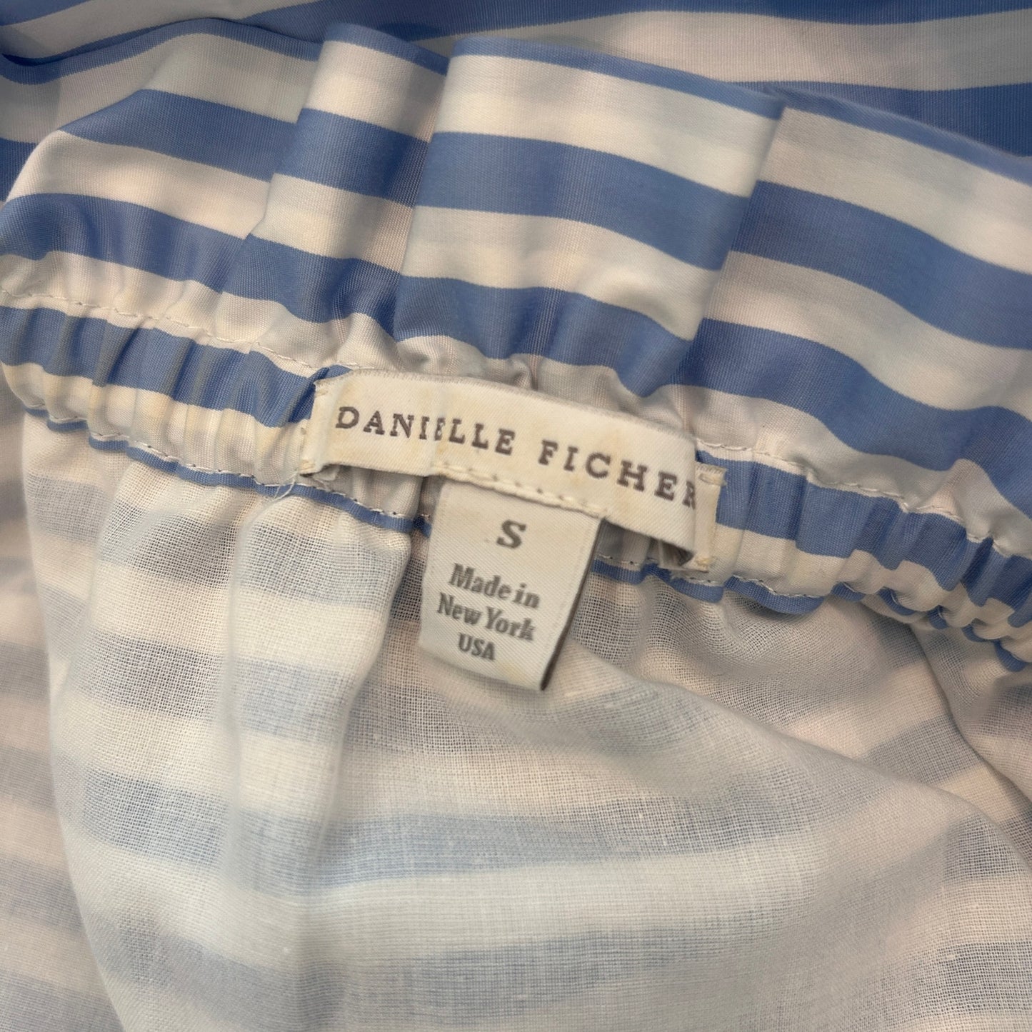 Danielle Fichera Blue and White Striped Ruffled Mini Dress Womens Size Small