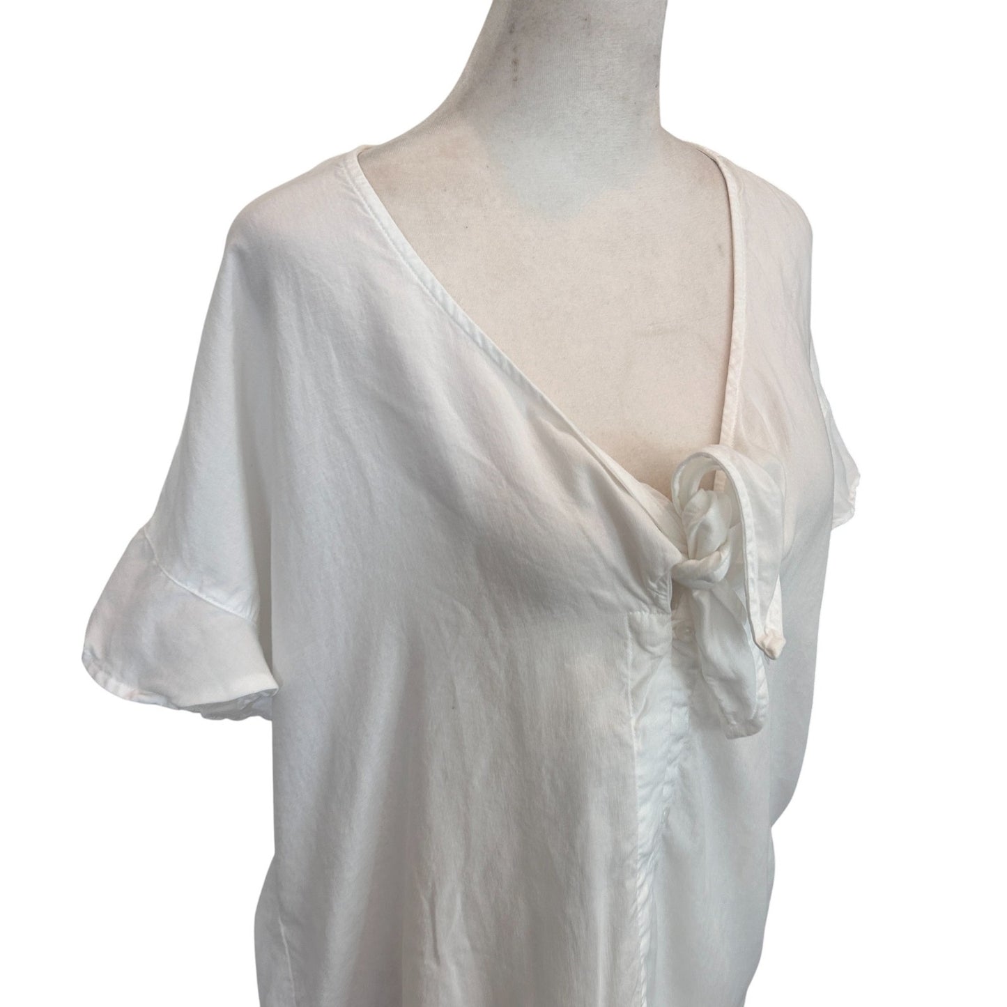 Cloth & Stone Anthro White Flutter Sleeve V-Neck Blouse Womens Size Medium