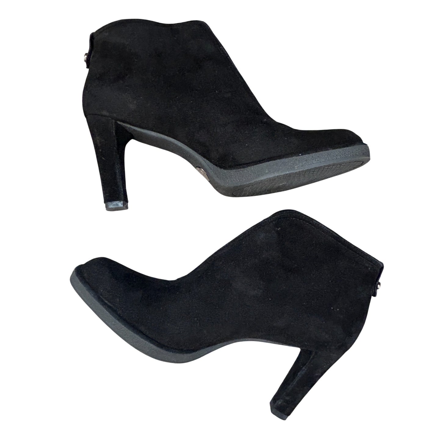 Stuart Weitzman Centrum Black Suede Heeled Ankle Boot Womens Size 7.5