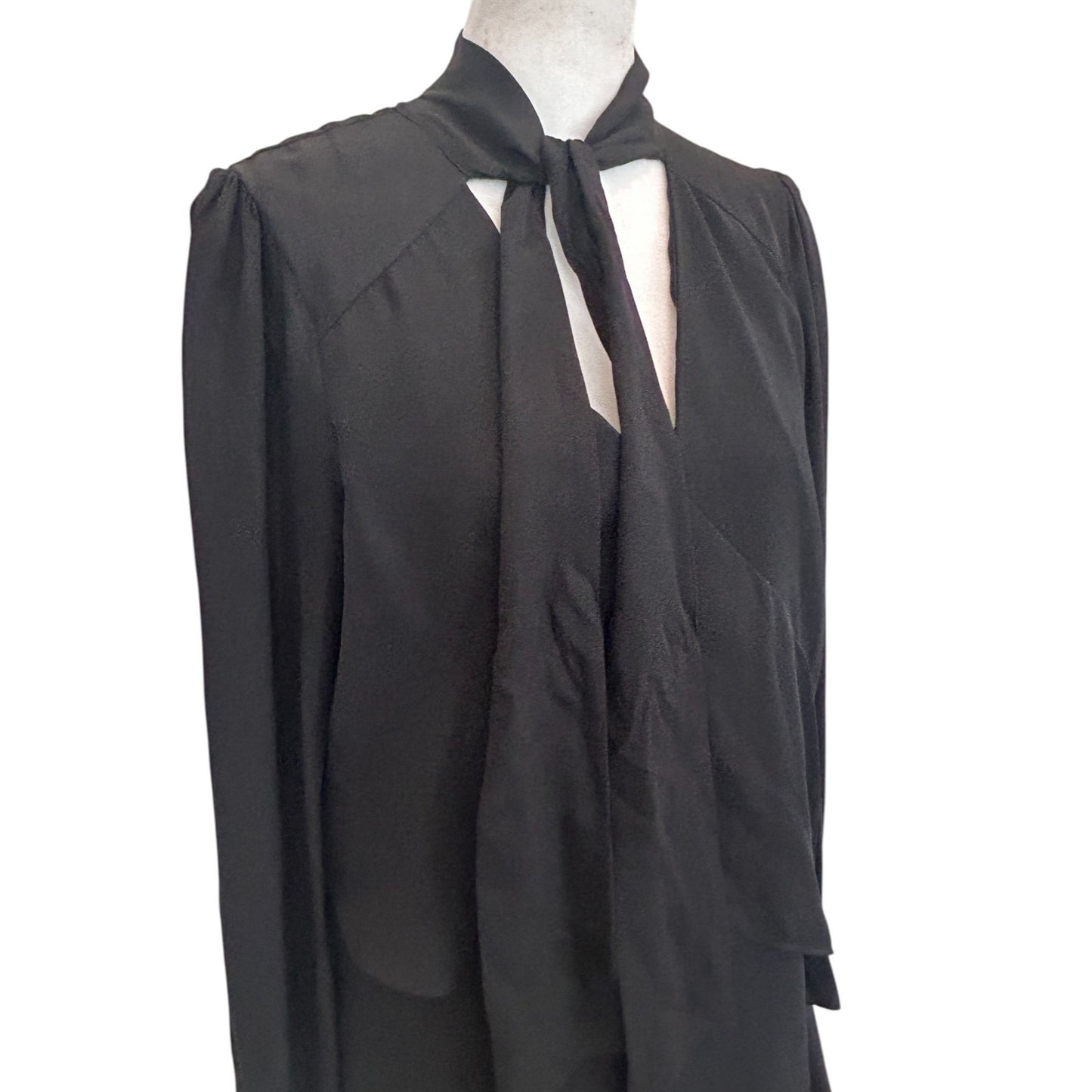 Parker NYC Black Ruffled V-Neck Mini Dress Womens Size Small