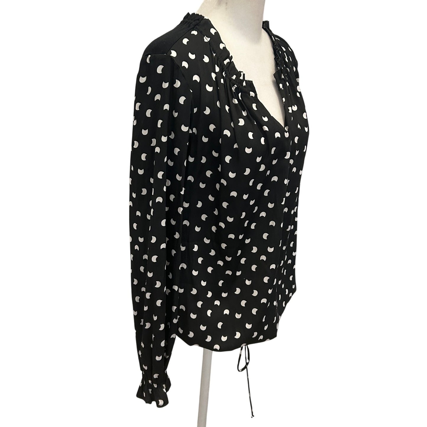 Anthropologie Dolan Black and White Polka Dot Top Blouse Womens Size Medium
