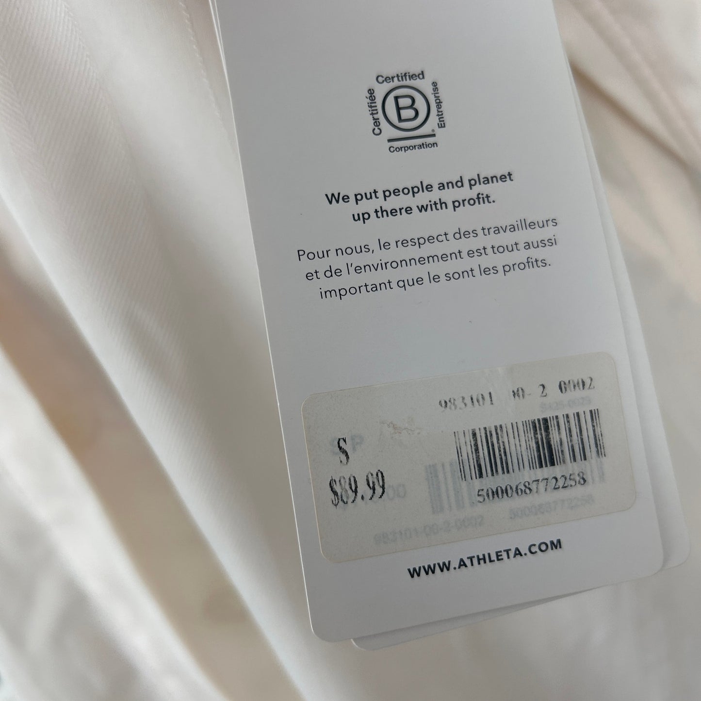 Athleta Urbanite Textured Top Long Sleeve Ivory Womens Size Small NEW