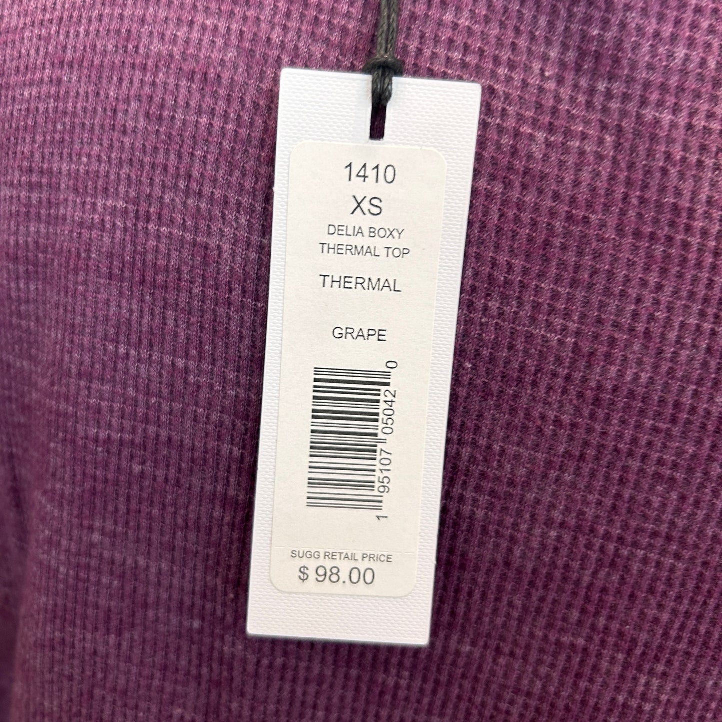 Michael Stars NEW Delia Boxy Thermal Long Sleeve Top Purple Grape Womens Size XS