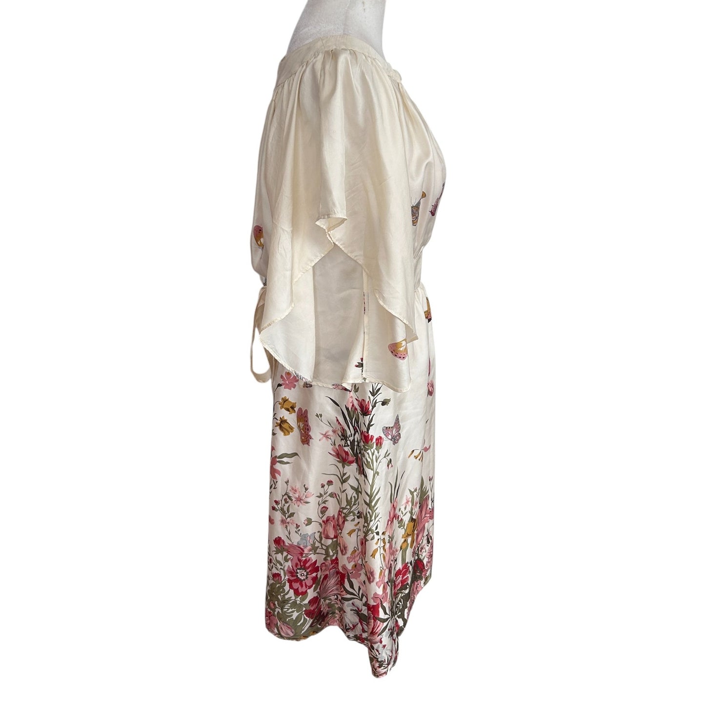 Anthropologie Lil The Road Ahead Dress Ivory Silk Butterflies Womens Size 4