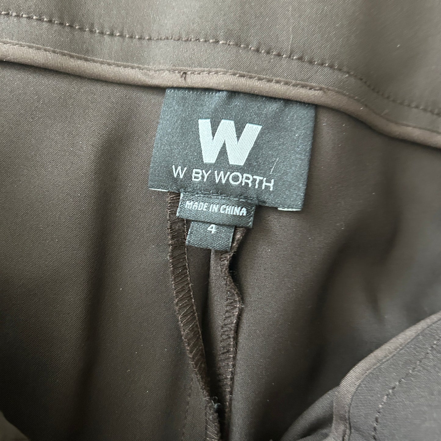 W by Worth Brown Flat Front Pants Womens Size 4