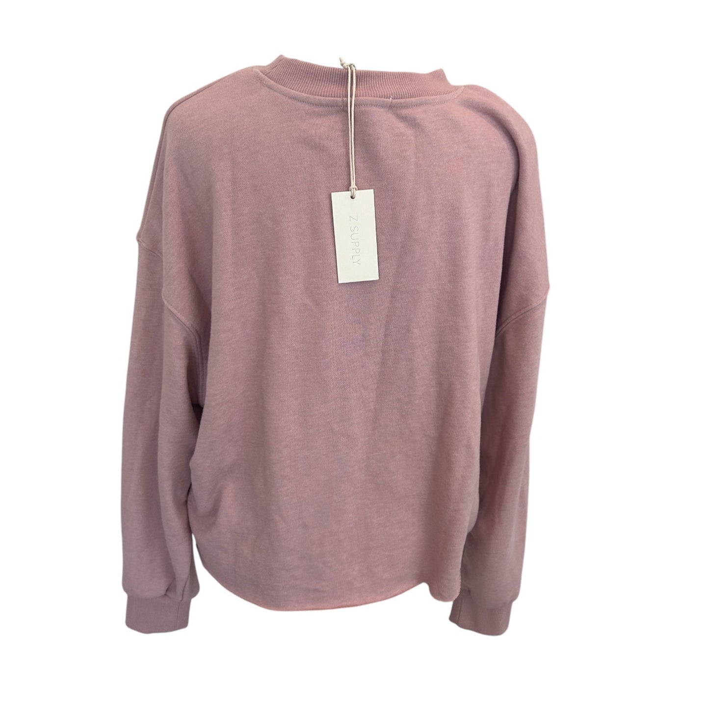 Z Supply NWT Pink Izzy Loop Terry Top Cropped Raw Hem Pullover Womens Size Small