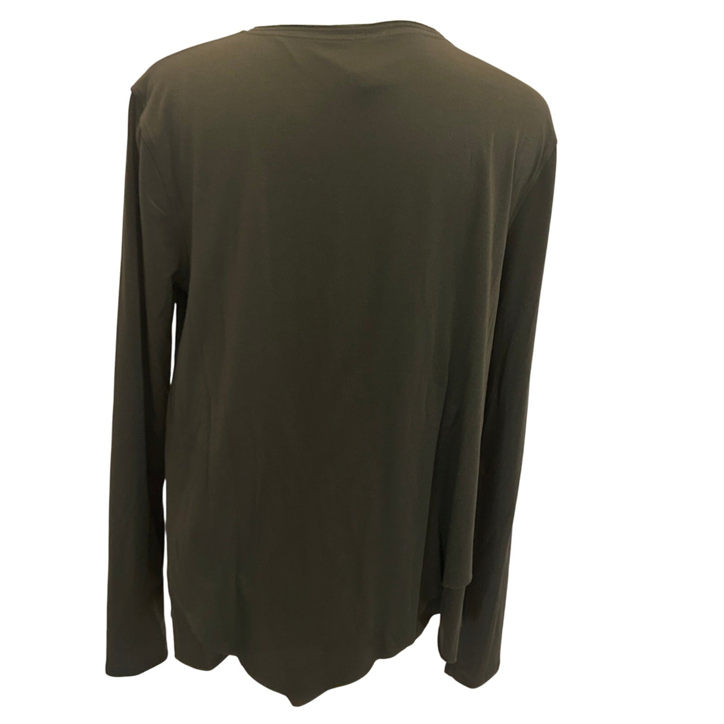Lululemon Olive Green Long Sleeve Uneven Raw Hem Tee Womens Size 4