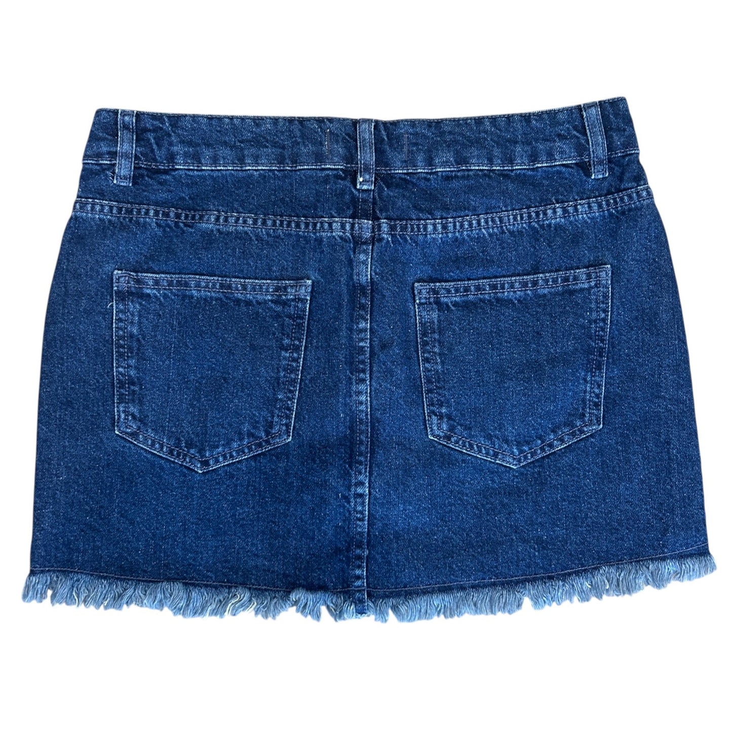 We The Free Dark Wash Raw Hem Denim Mini Skirt Womens Size 8
