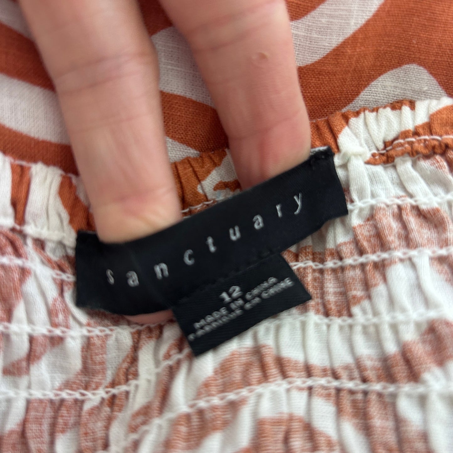 Sanctuary Brown Zebra Stripe Sundress Linen Blend Dress Womens Size 12