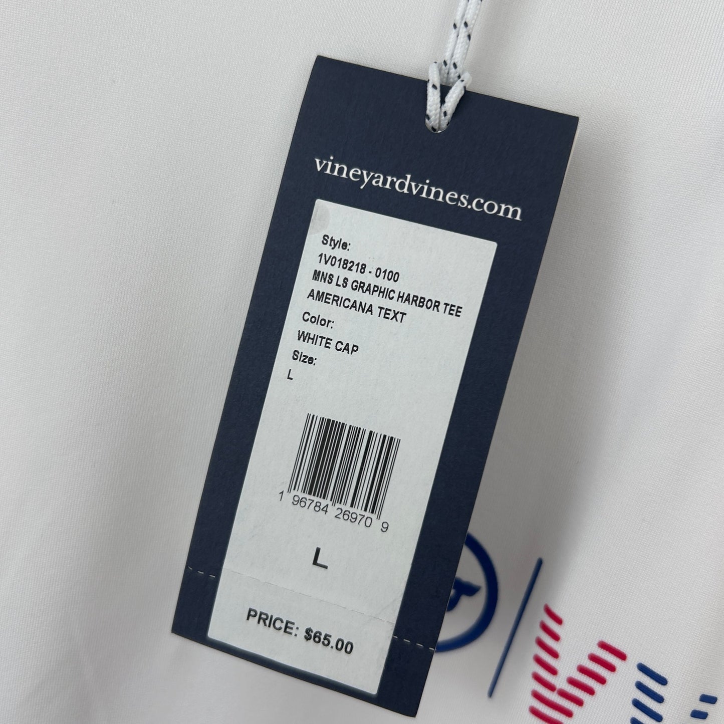 Vineyard Vines NWT Performance White Long Sleeve Tee Americana Mens Size Large