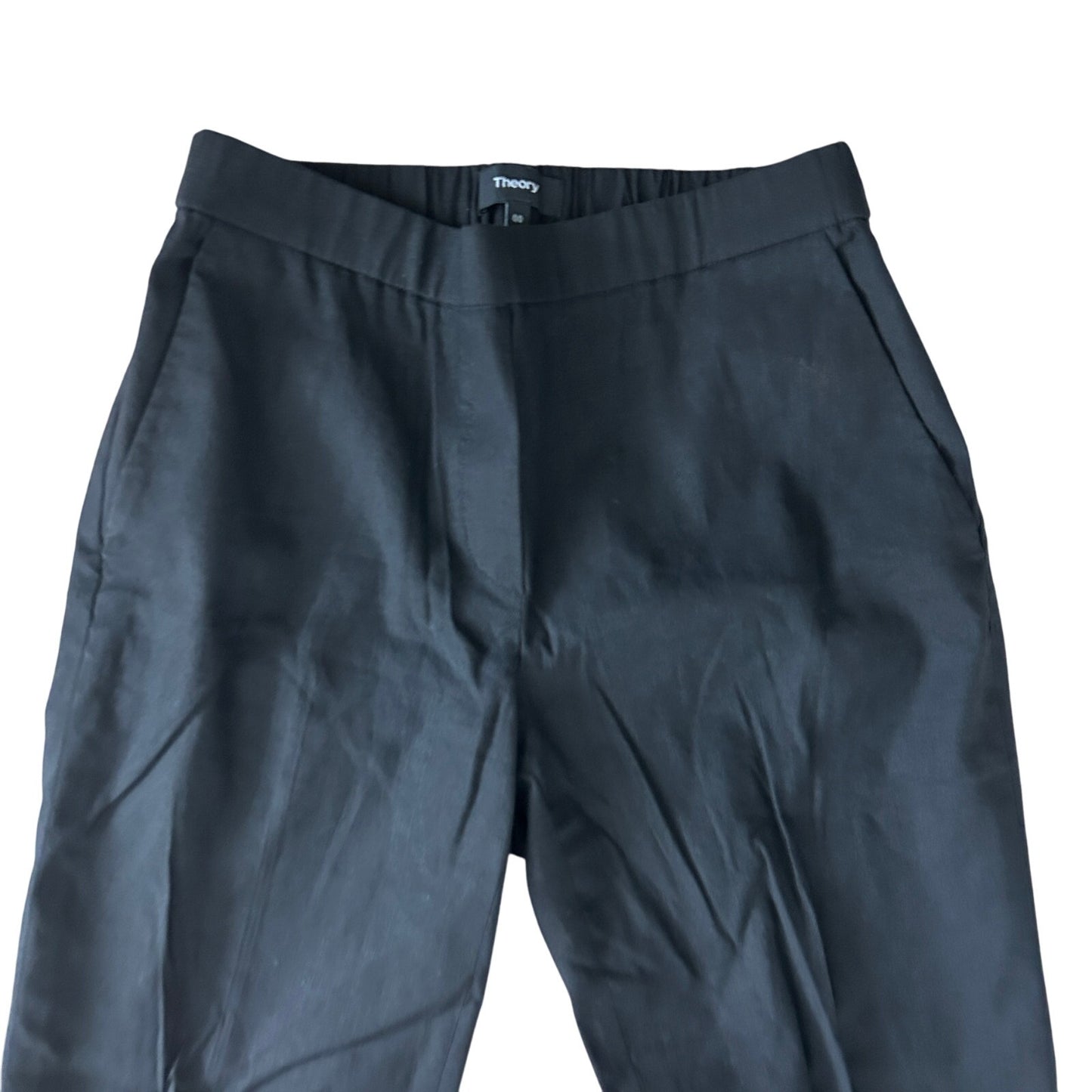Theory Black Treeca Pull On Pants Soft Crunch Linen Blend Womens Size 00