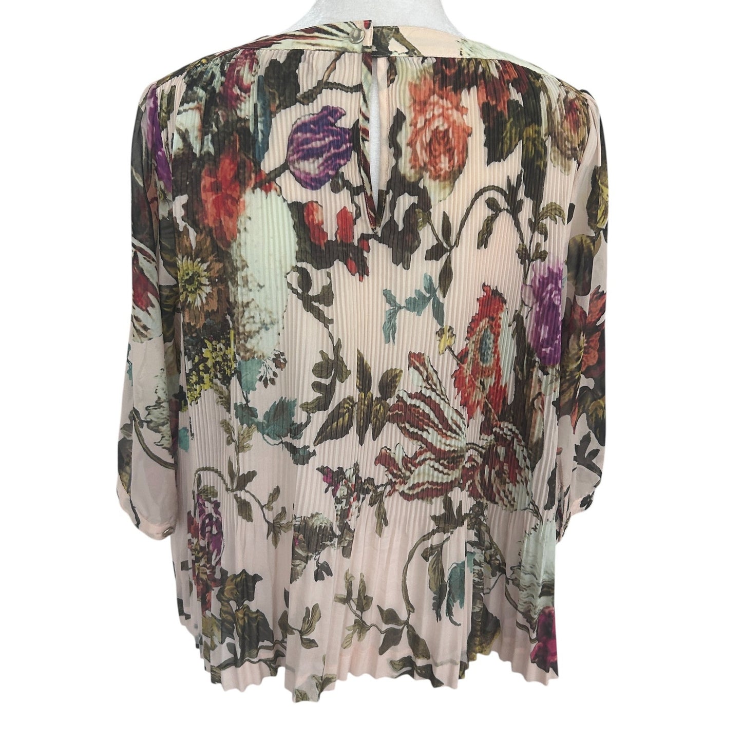 Ted Baker London Floral Pleated Short Sleeve Flowy Blouse Womens Size 2