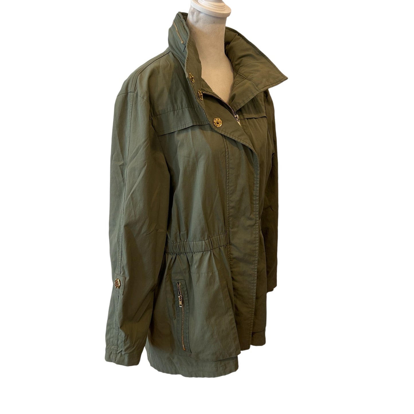 Ciao Milano Tess Olive Green Water Resistant Rain Jacket Women's Size Medium