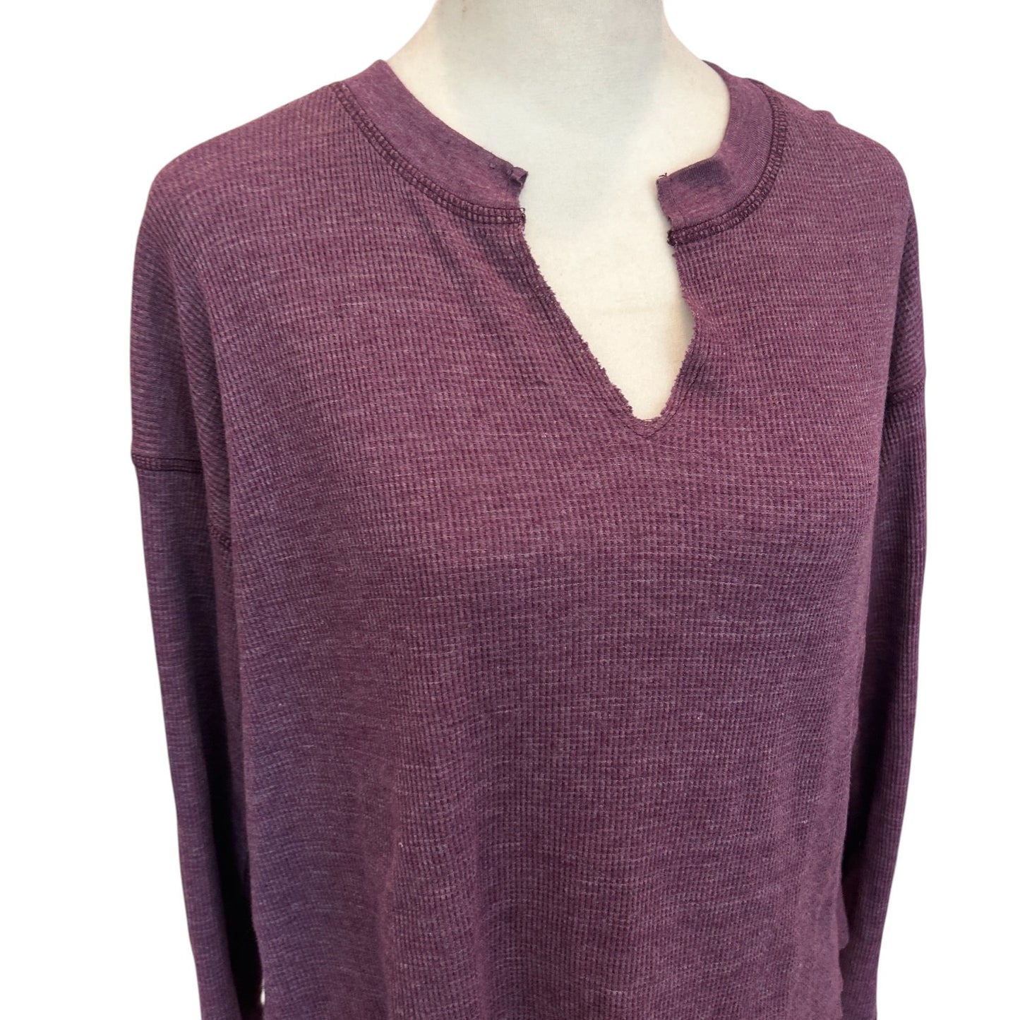 Michael Stars NEW Delia Boxy Thermal Long Sleeve Top Purple Grape Womens Size XS