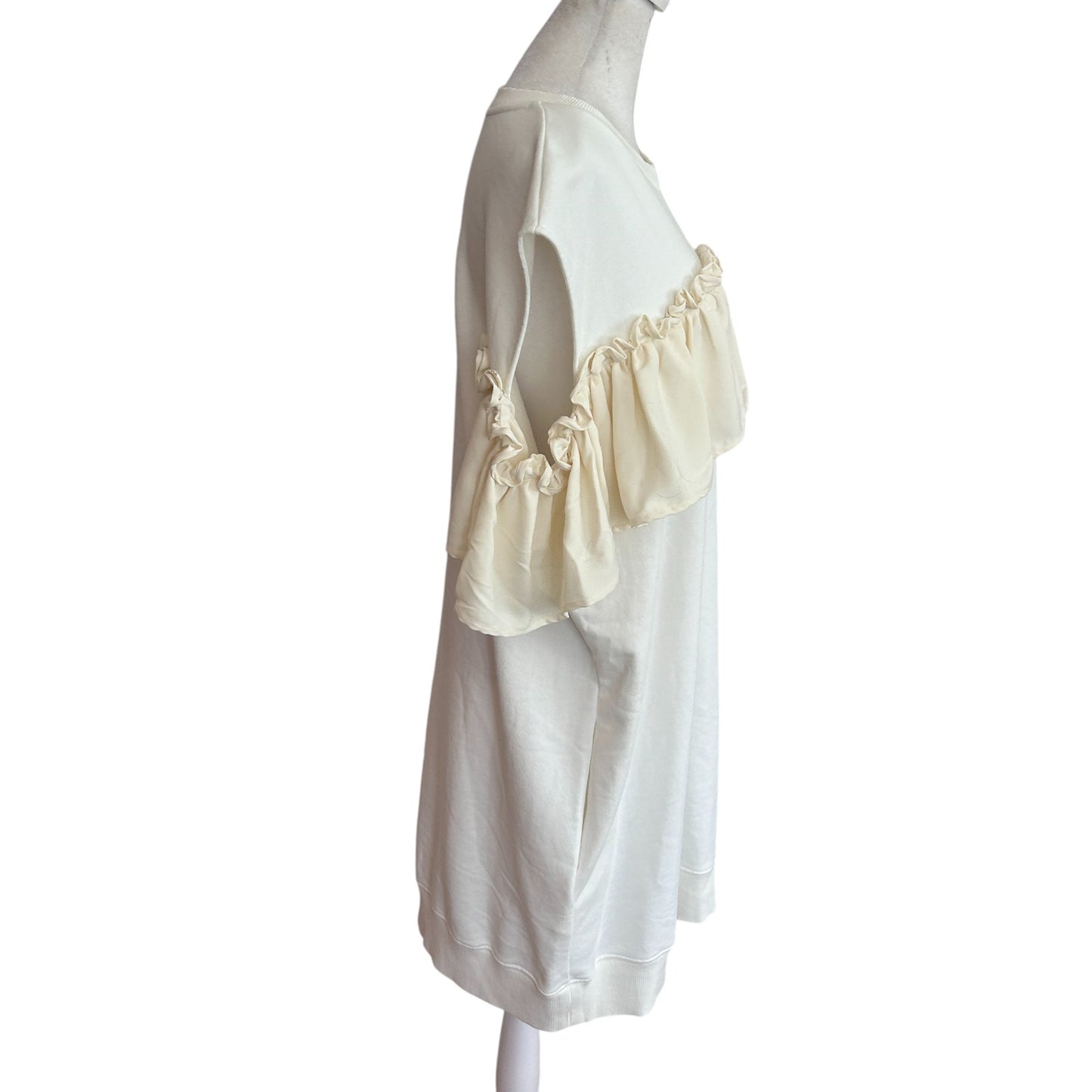 MM6 Maison Margiela Ivory Sleeveless Ruffle Sweatshirt Dress Womens Size Large