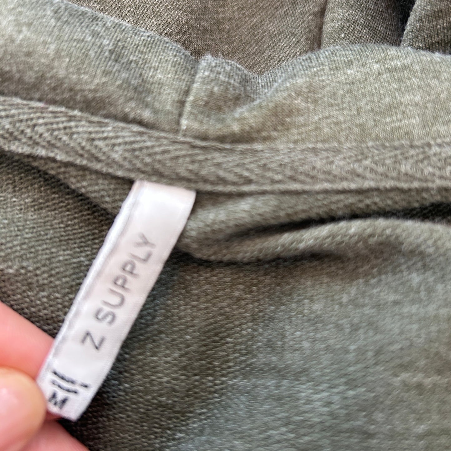 Z Supply Army Green Full Zip Cropped Hooded Sweatshirt Womens Size Medium