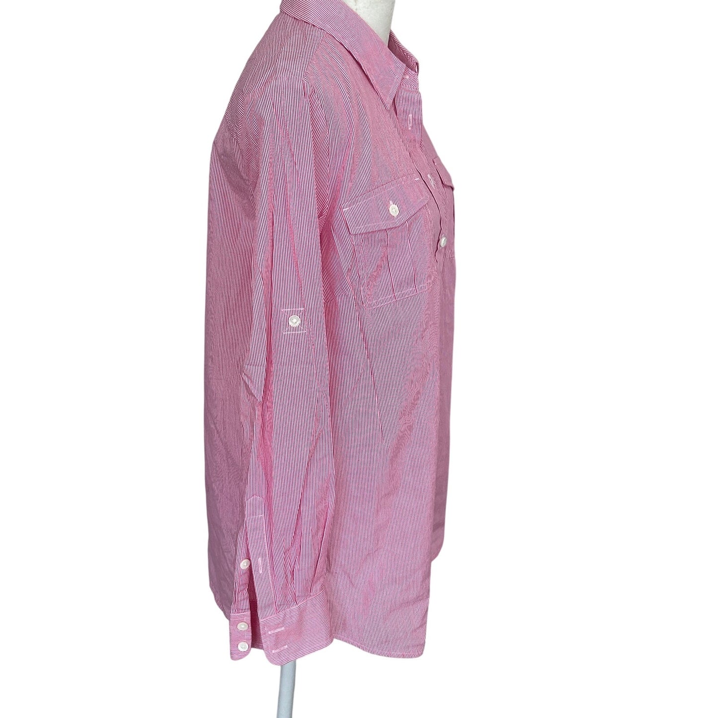 Vineyard Vines Pink and White Striped 1/2 Button DownTop Womens Size 6