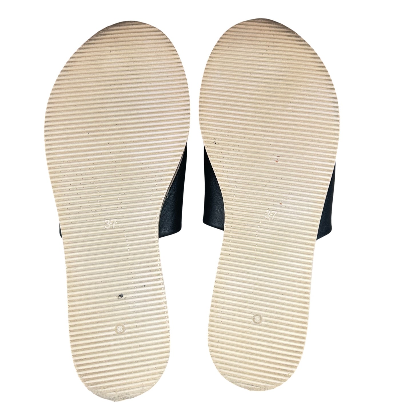 Kurt Geiger Maci Black Leather Cork Heel Platform Slide Sandals Womens Size 7