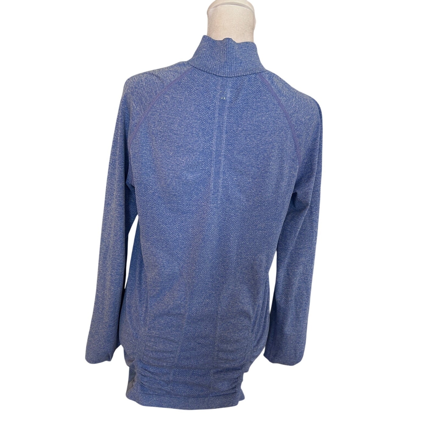 Athleta Momentum Blue 1/4 Zip Long Sleeve Ruched Pullover Shirt Size Large