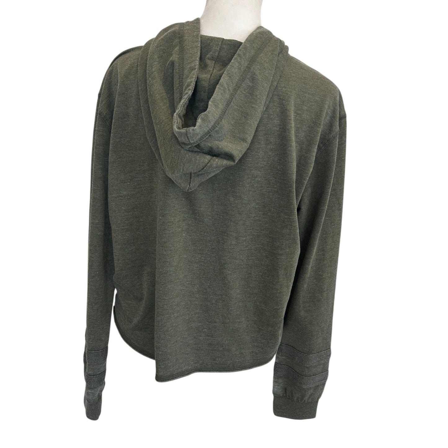 Z Supply Army Green Full Zip Cropped Hooded Sweatshirt Womens Size Medium