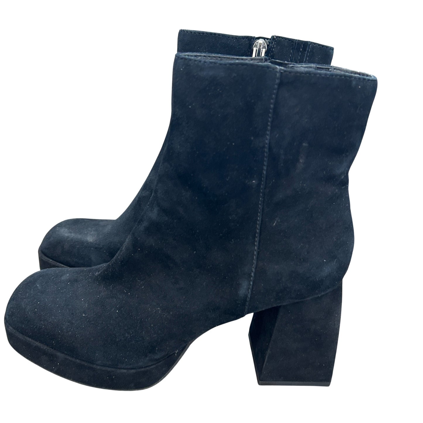 Dolce Vita Black Suede Platform Chunky Heel Ankle Boot Womens Size 8