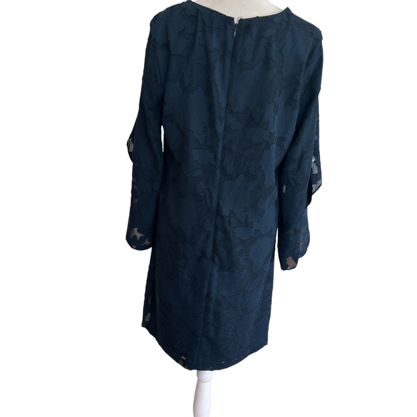 Kensie Dresses Navy Blue Lacy Floral Classic Shift Dress Womens Size 10