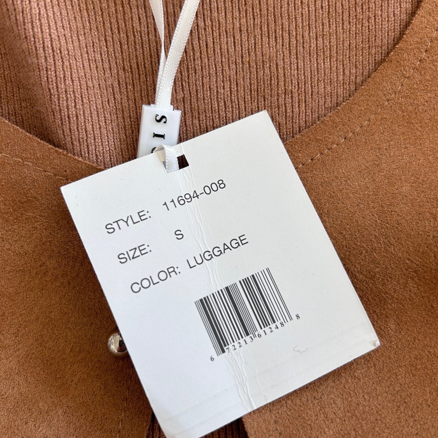 Sioni Caramel Brown Faux Suede and Knit Open Cardigan Womens Size Small NEW