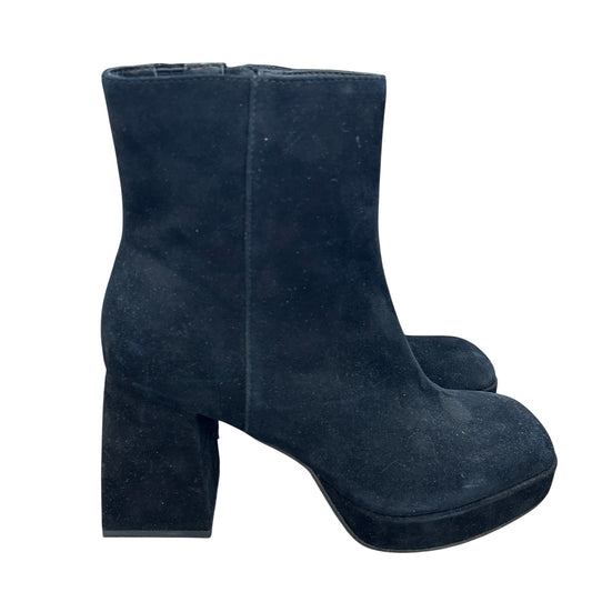 Dolce Vita Black Suede Platform Chunky Heel Ankle Boot Womens Size 8