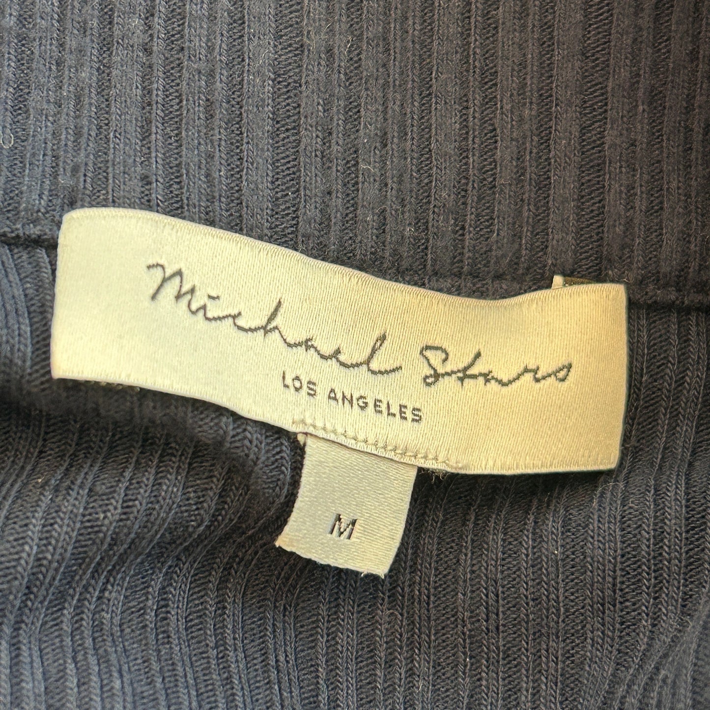 Michael Stars Navy Blue Ribbed Long Sleeve Collared Polo Top Womens Size Medium