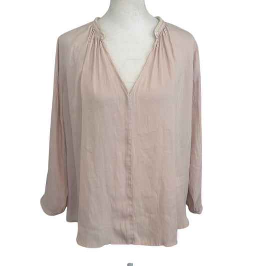Anthropologie dRA Los Angeles Light Pink V-Neck Blouse Top Womens Size Medium