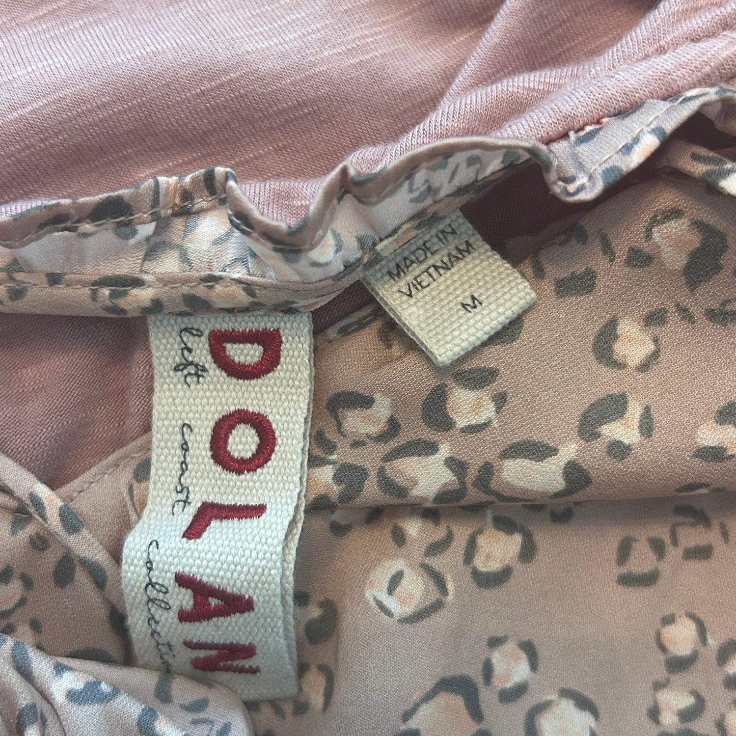 Anthropologie Dolan Pink Animal Print V-Neck Top Blouse Womens Size Large