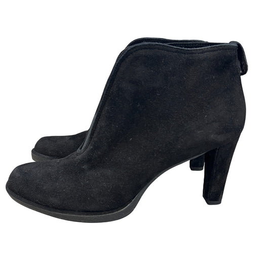 Stuart Weitzman Centrum Black Suede Heeled Ankle Boot Womens Size 7.5