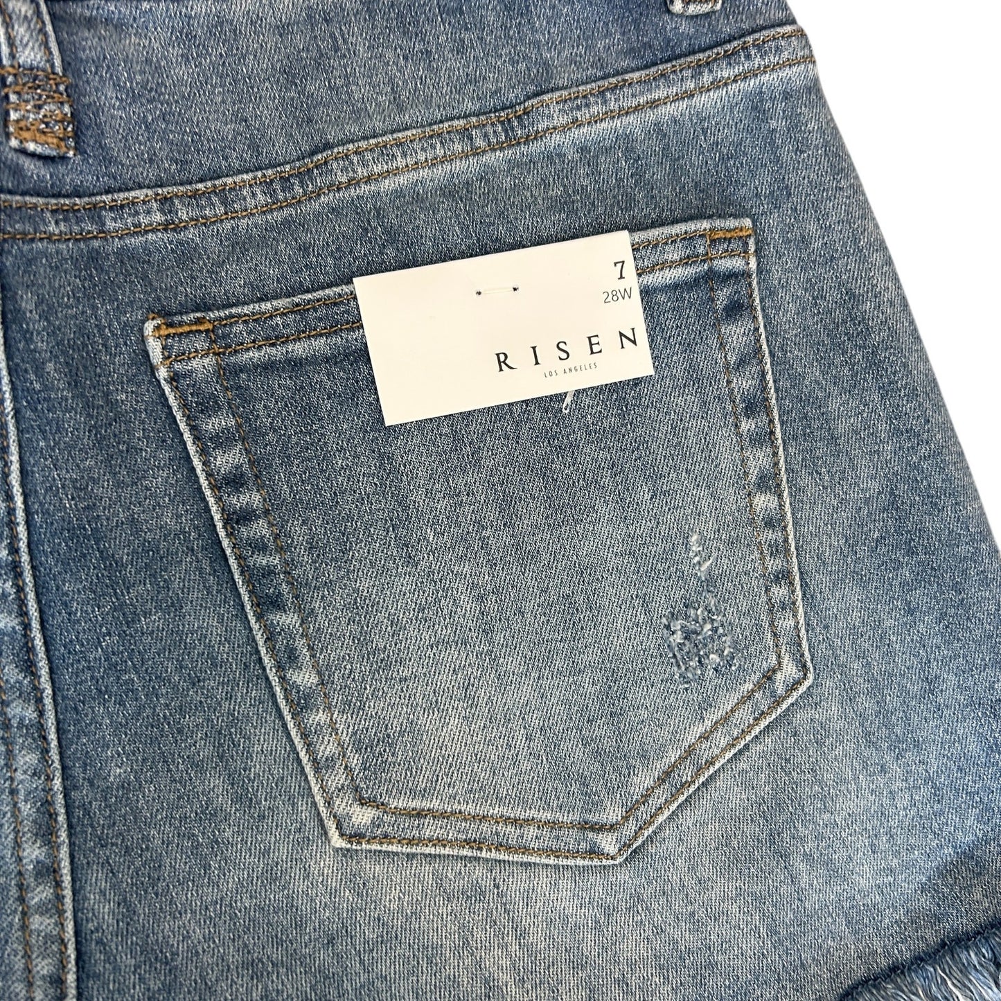 Risen Los Angeles Medium Wash Cut-Off Denim Shorts Womens Size 7 / 28 NWT