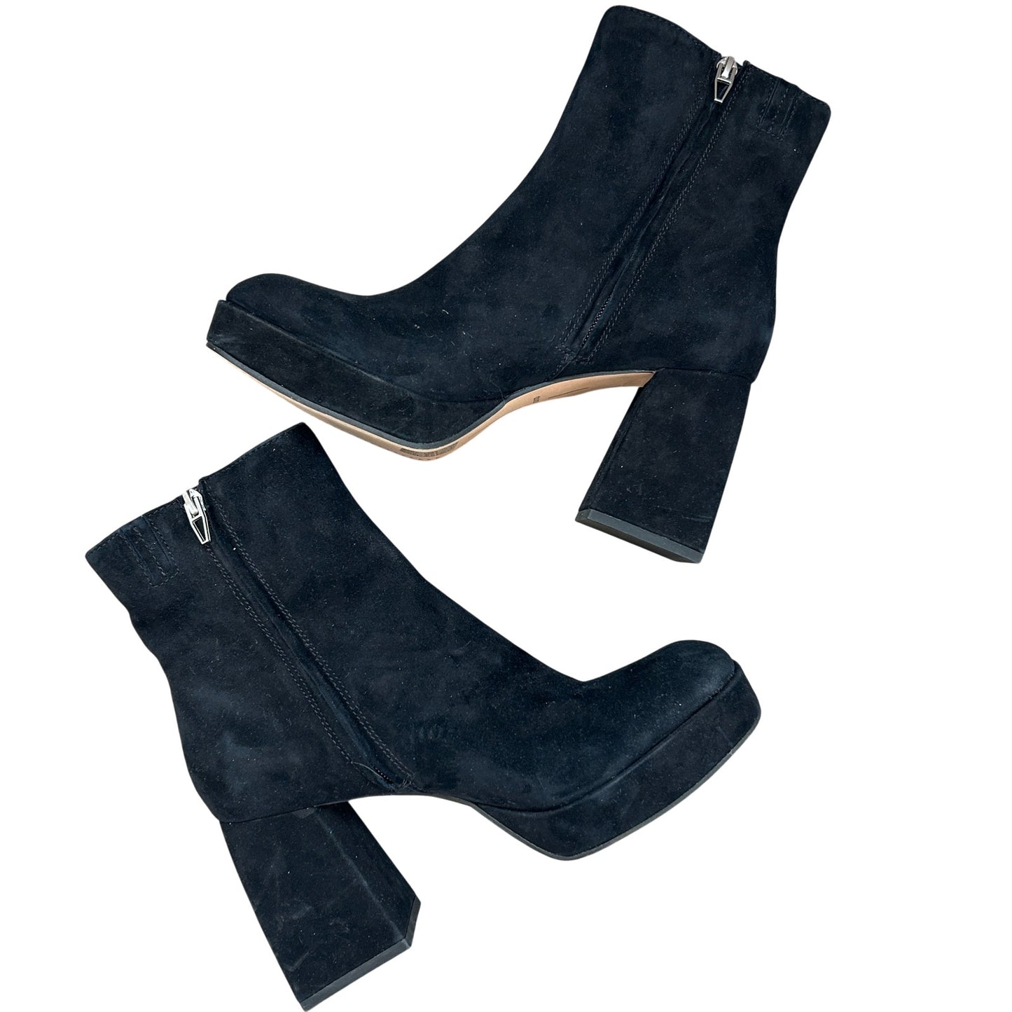 Dolce Vita Black Suede Platform Chunky Heel Ankle Boot Womens Size 8