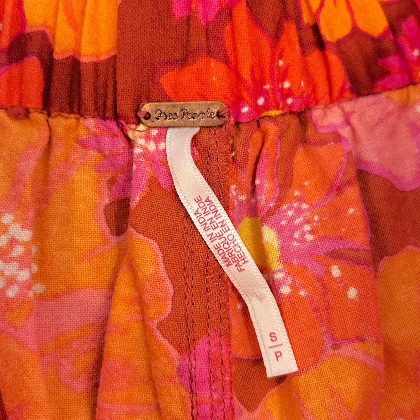 Free People Palo Duro Pink Orange Yellow Floral Printed Shorts Womens Size Small