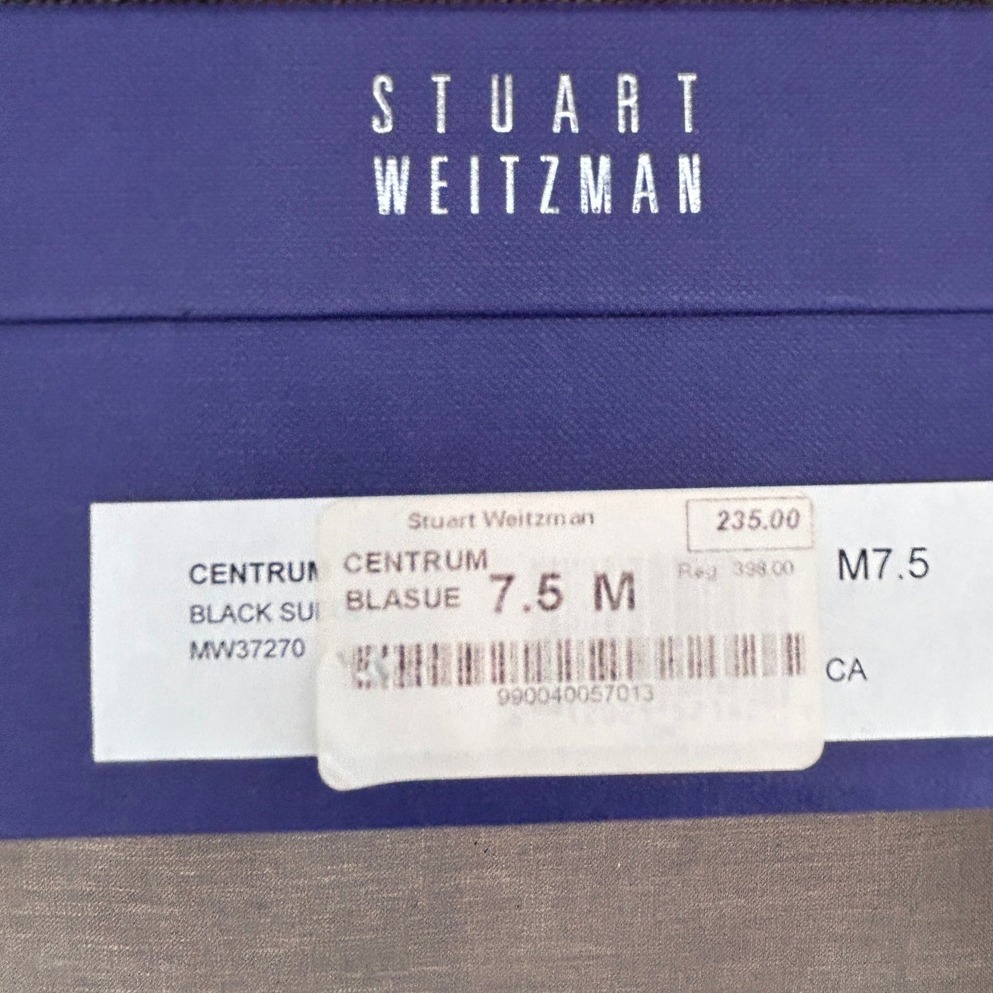 Stuart Weitzman Centrum Black Suede Heeled Ankle Boot Womens Size 7.5