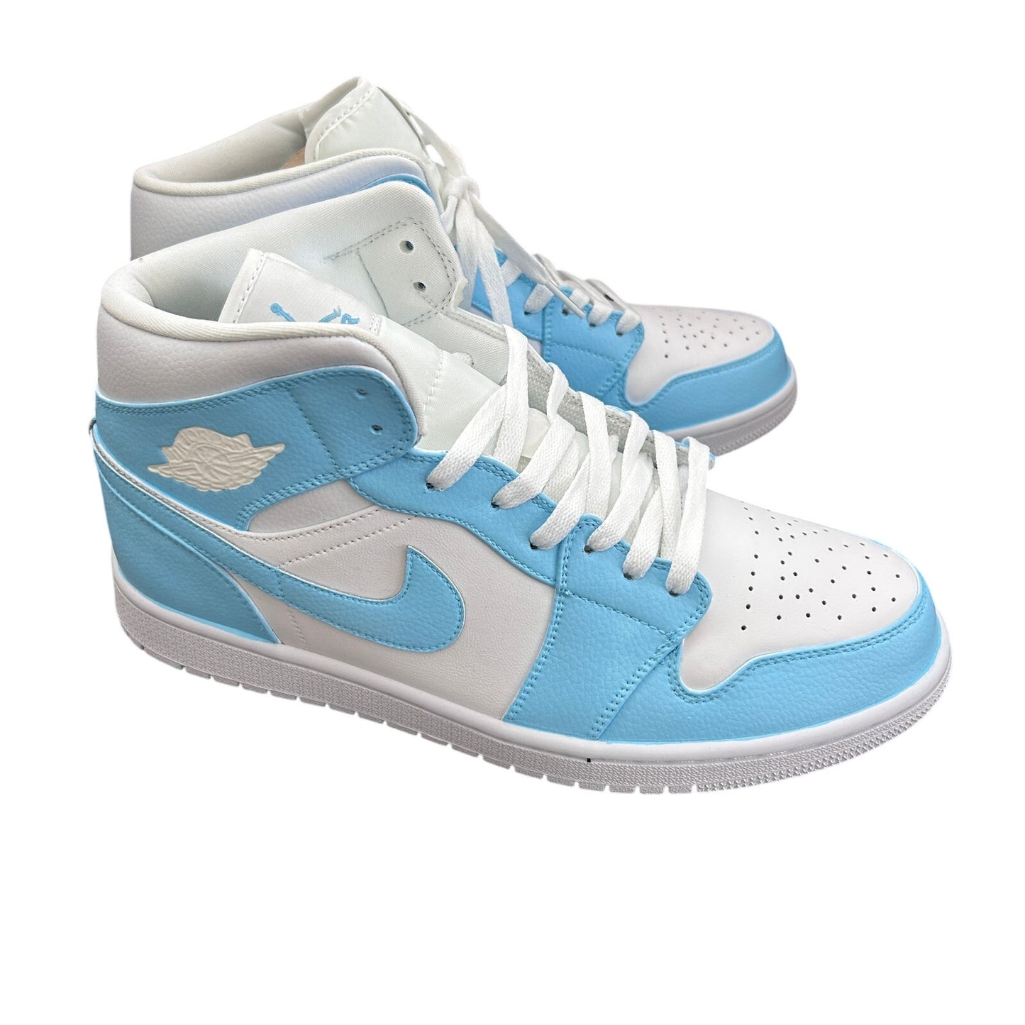 Nike Air Jordan 1 Mid White / Light Blue 554725-109 Men's Size 11 New In Box