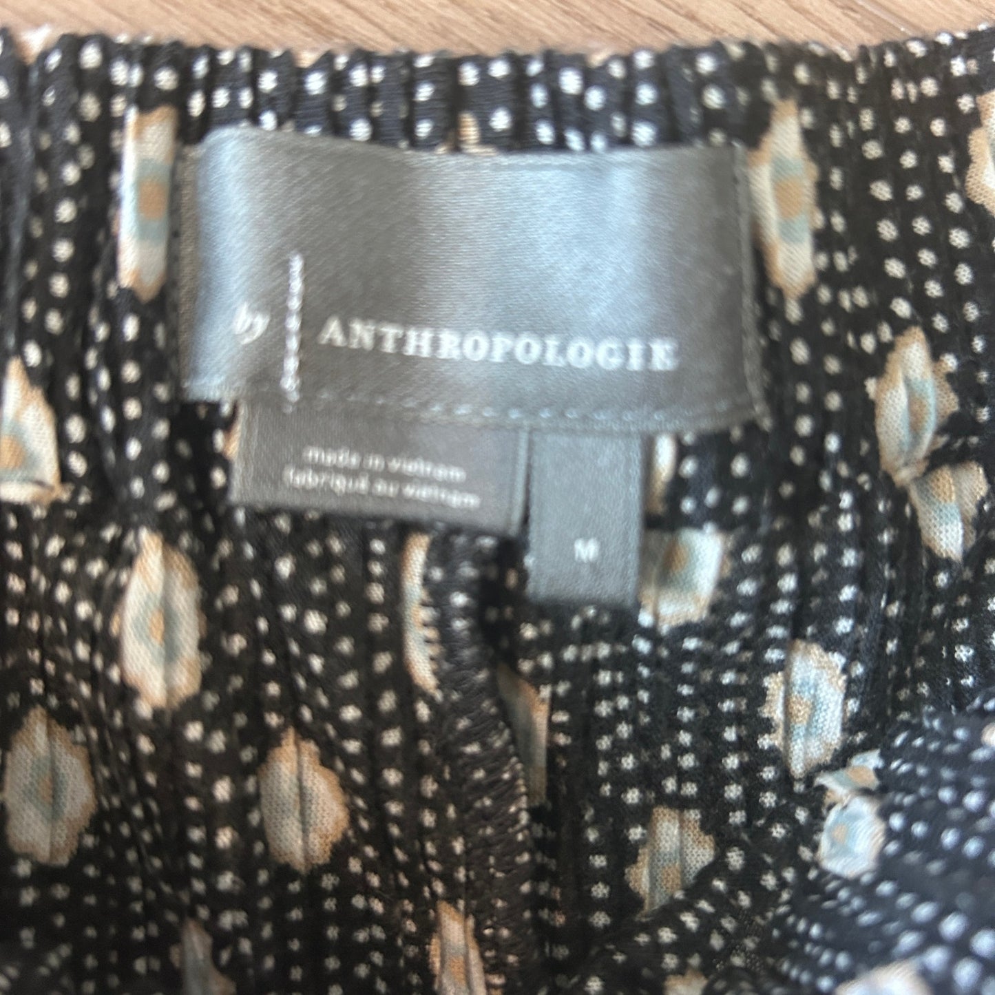 Anthropologie Black, White Wide Leg Cropped Palazzo Pant Womens Size Medium